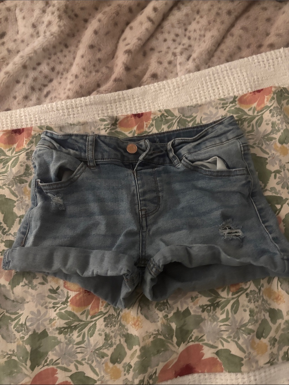 Imperial Star Light Blue Rolled-Hem Denim Shorts